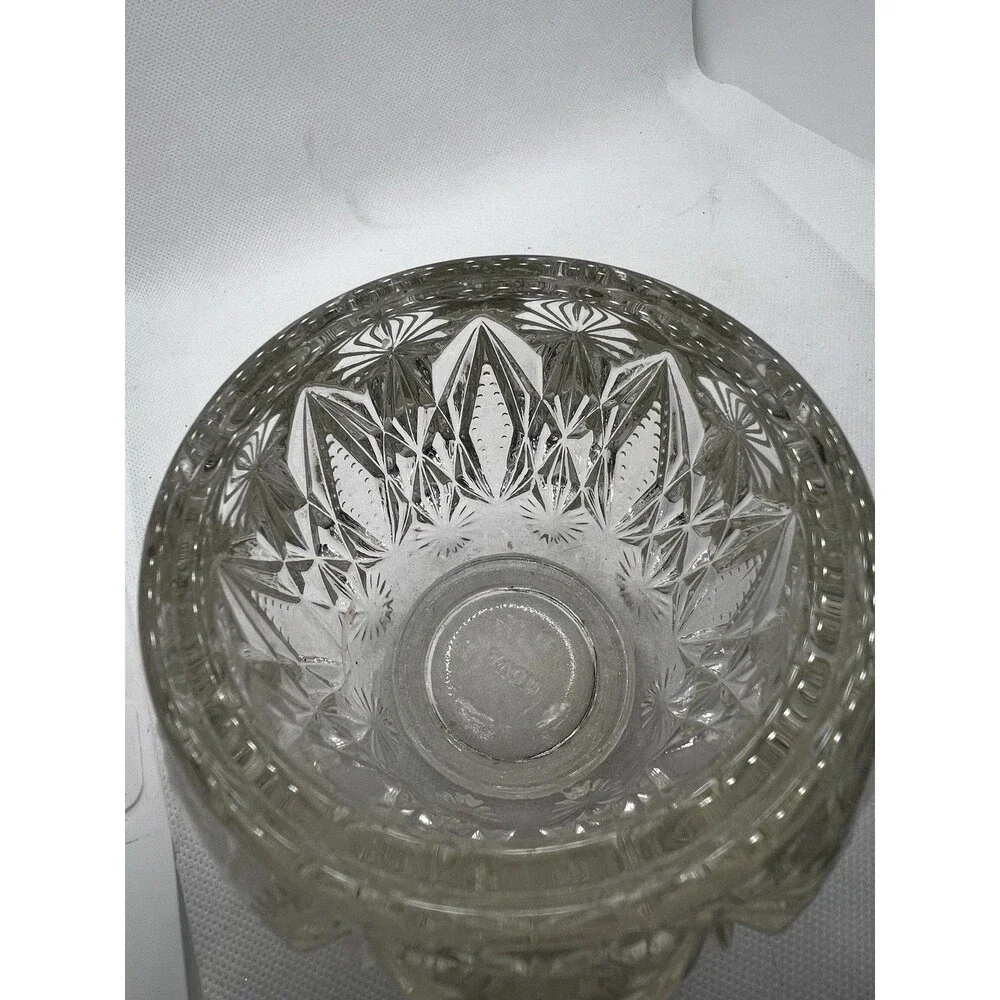 Avon Crystal Cut Glass Round Ball Shape Vase 4” Rose Bowl Sphere Globe Leaded